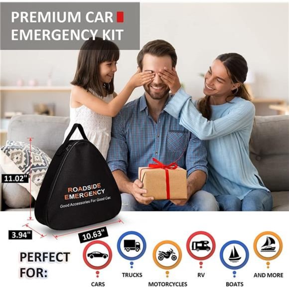 Car Emergency Kit, 24 in 1 Multifunctional Roadside Assistance Auto Safety Kit - Picture 2 of 6